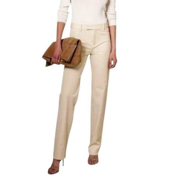 Banana Republic Women's Sloan Trousers Size 8 Natural Straight Leg Dress Pants - Picture 1 of 16